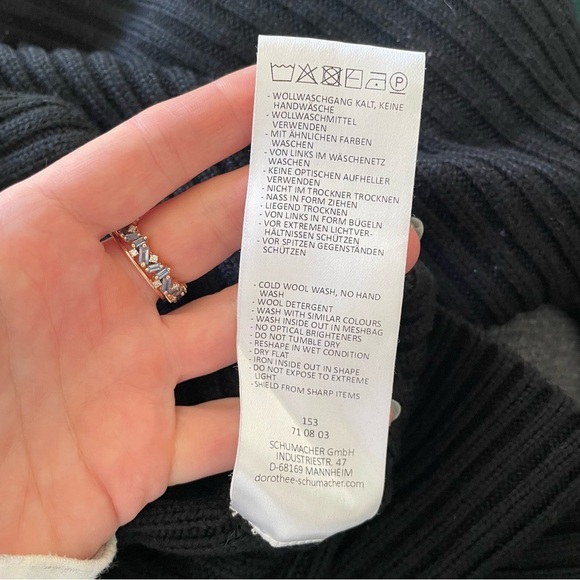 Dorothee Schumacher Virgin Wool Blend Black Chunky Ribbed Long Sweater Size 3/L - Picture 7 of 8